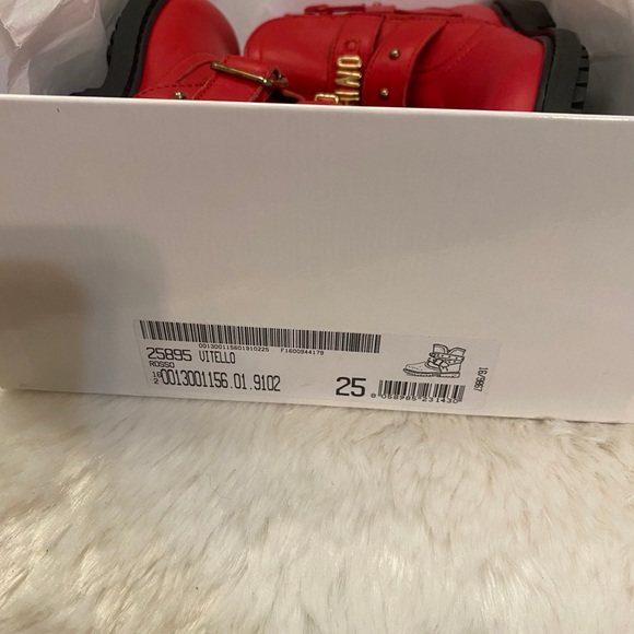2x HOST PICK ‼️Moschino Kid Rosso Red Leather Motor Style Boot Size 25 - Picture 9 of 10